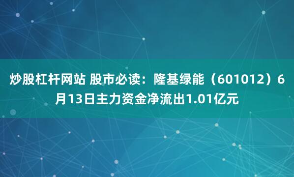 炒股杠杆网站 股市必读：隆基绿能（601012）6月13日主力资金净流出1.01亿元